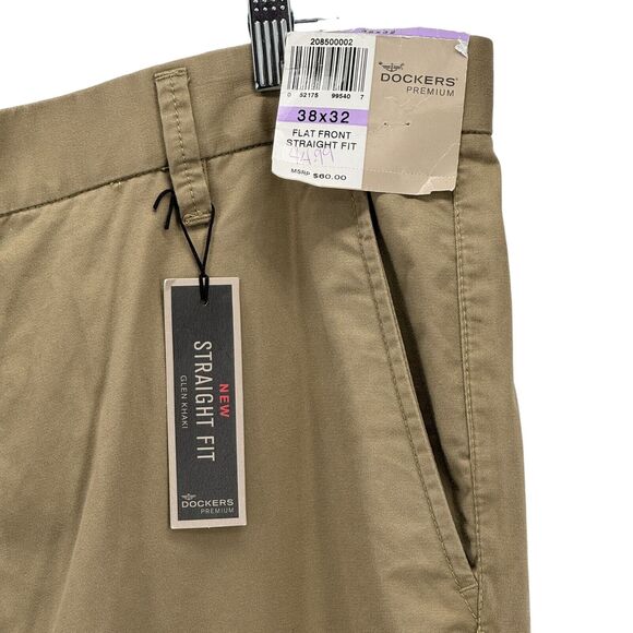 Docker's Premium Straight Fit Men's Khaki Casual Tan Pants Size 38 x 32 NEW - Picture 4 of 12
